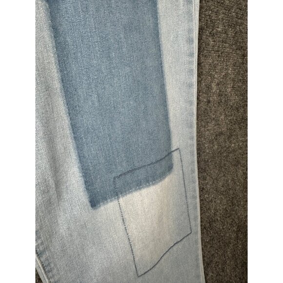 LOGO Lori Goldstein Patchwork Boyfriend Jeans 10 Light Wash Cropped Cuffed Boho - Picture 7 of 10